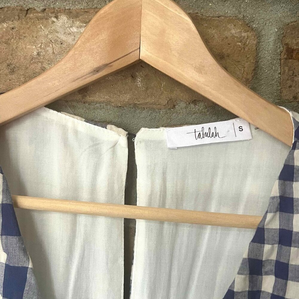 NWOT Talulah Wrap Gingham Romper Shorts Blue V Neck Short Sleeve Boho Sz Small - Picture 6 of 13